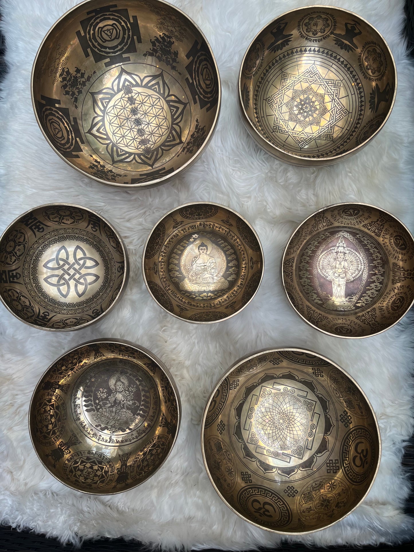 Special Carved Singing Bowl Set